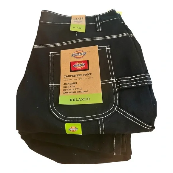 Dickies Classic Carpenter Black Contrast Stitch Straight Leg Jeans 13/31 -15/32 - Picture 3 of 14